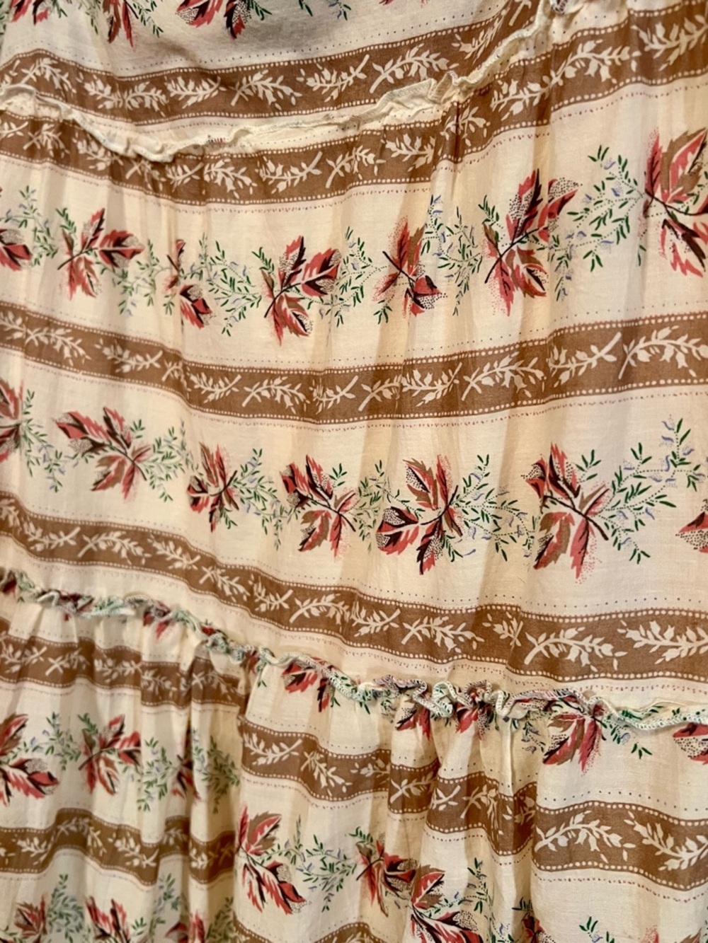 Angie Boho Cream Floral Tiered Skirt with Crochet Hem - Picture 6 of 8